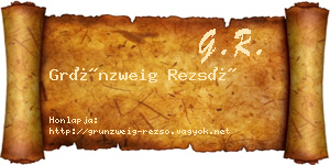 Grünzweig Rezső névjegykártya
